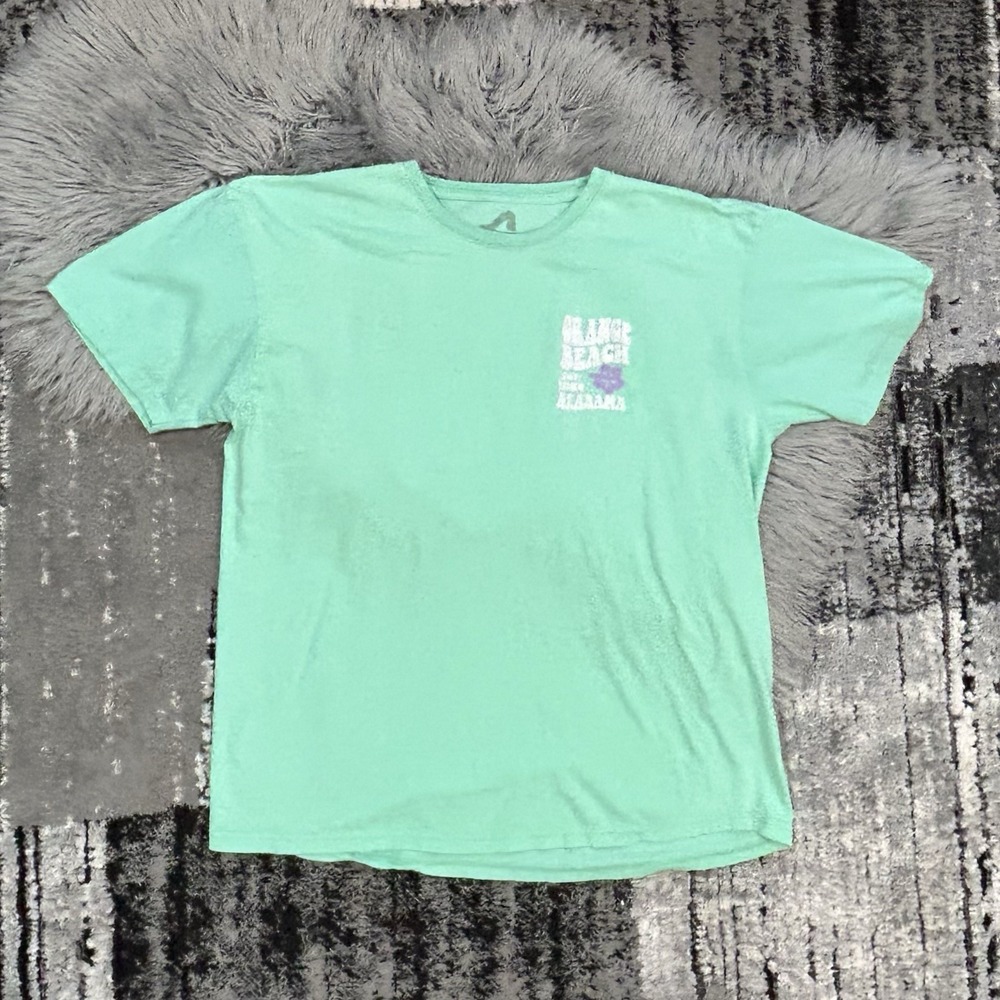 Orange Beach Alabama Green Men's Screen Printed T Shirt Size XLarge
